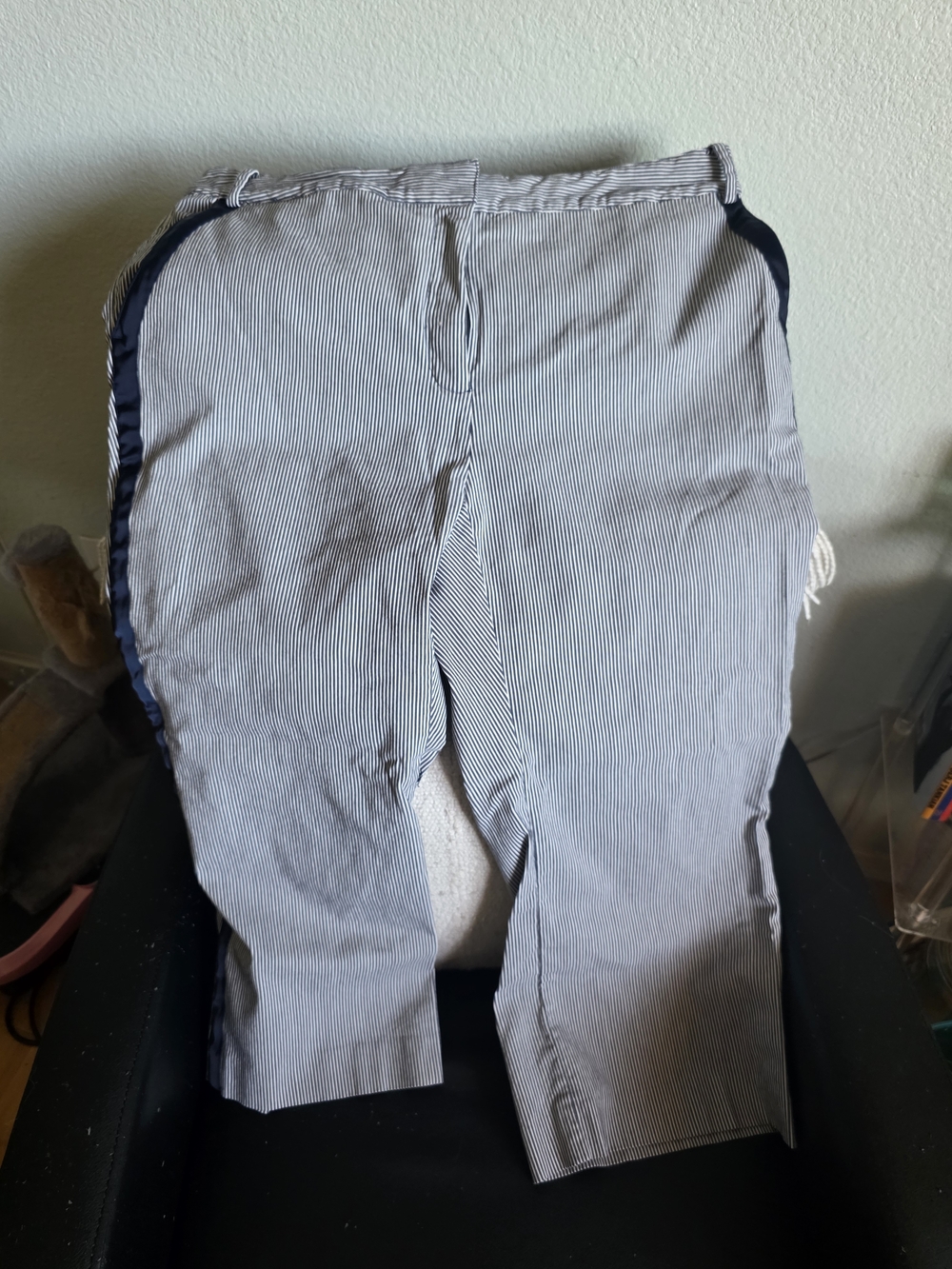RACHEL Rachel Roy Womens Pants- Navy & White Pinstripe